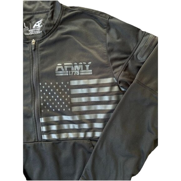 Army Performance 1/2 Zip Pullover Jacket Mens Size Large Black USA & Flag Decals - Picture 4 of 7